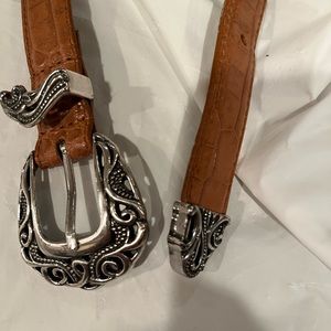 Coldwater Creek Light color reptile print belt with silver accents size L